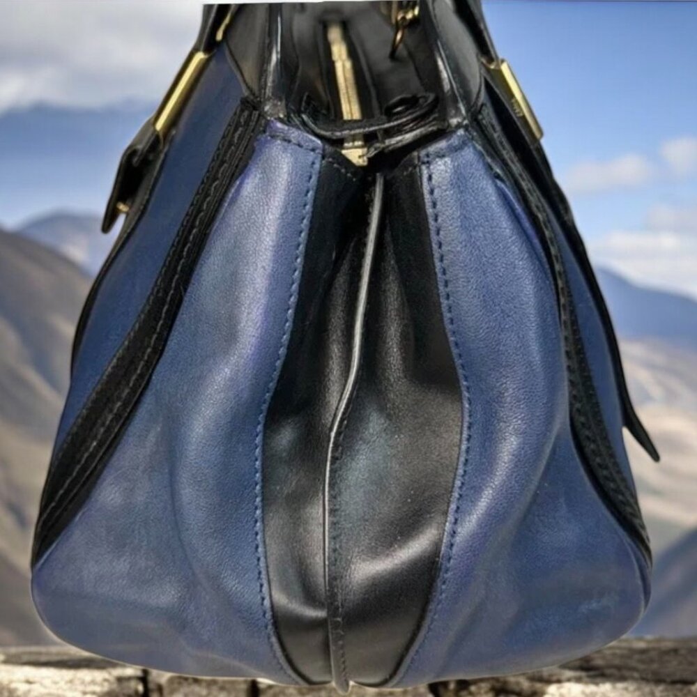Chloe Blue and Black Leather Satchel - Picture 4 of 16